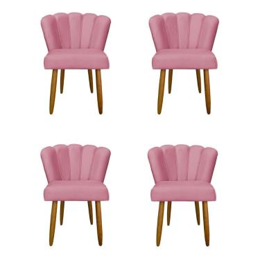 Imagem de Kit 4 Cadeiras Para Mesa De Jantar Flor - Balaqui Decor Cor: Rosa