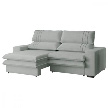 Imagem de Sofá Retrátil Reclinável 2.30m London Linho Cinza Konfort Cinza