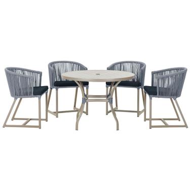 Imagem de Mesa Com 4 Cadeiras E Noronha Estofado 12 Trama Original Prata