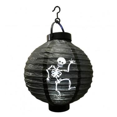 Imagem de Luminária De Papel Esqueletos Preta Halloween Com Led