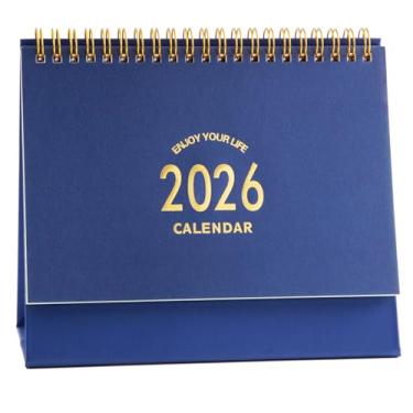 Imagem de Calendário de mesa pequeno 2024-2025, julho de 2024 a dezembro de 2025, calendário de mesa dobrável com lista de tarefas e anotações, anel de metal para encadernação de fio duplo com adesivos