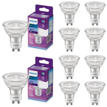 Imagem de 10 Lâmpada Led Dicroica 4.8w Philips GU10 6500k 525lm Fria