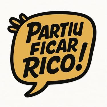 Imagem de Adesivo Carro/Moto 'Partiu, Ficar Rico!' Estilo Retrô