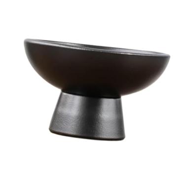 Imagem de IEUDNS Vaso de cerâmica redondo, acessório floral, peça central, vaso de flores decorativo, recipiente para arranjo de flores para quintal, casa de fazenda, Preto