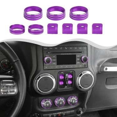 Imagem de HTHE Tampa do painel de controle de ar condicionado para console central roxo/painel painel de controle de janela de painel compatível com acessórios interiores Jeep Wrangler JK JKU