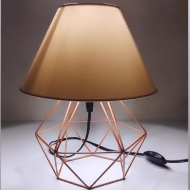 Imagem de Abajur Pequeno luminária Com Aramado Retrô Ideal Para Quarto Diamante (Rose cup Branca)