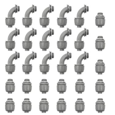 Imagem de TOMSHIELE Pacote com 30 conectores de conduíte flexível de 1/2 polegada, pacote com 15 acessórios de conduíte de PVC de 180 graus, pacote com 15 acessórios de conduíte de PVC de 180 graus, conector