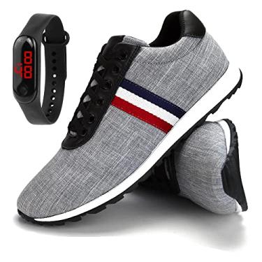 Imagem de Tênis Sapatênis Masculino Casual Confortável Com Relógio Slim (42, Chumbo)