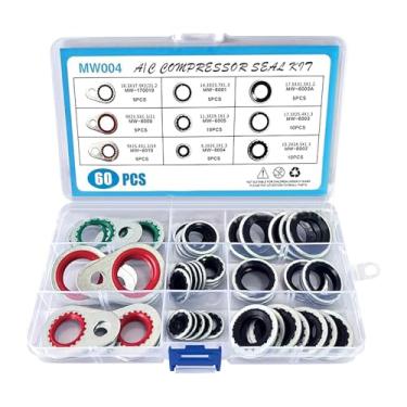 Imagem de 60 peças 9 tamanhos de vedação de compressor de ar condicionado selos ligados peças de substituição automática para sistema A/C de carro