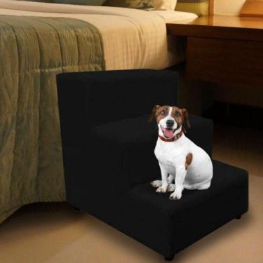 Imagem de Escada Escadinha Pet Cachorro 3 Degraus Rampa Suede Dog Preto - Black 