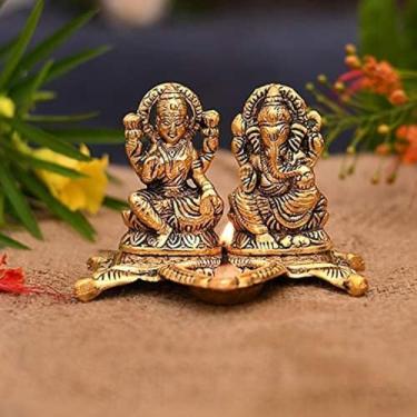 Imagem de exciting Lives Lakshmi Ganesha Conjunto de Estátuas de Metal – Lakshmi Ganesh Murti para Mandir Home, Presente Diwali Idol Murti Conjunto para Pooja Hindu, Presente para Diwali, Presentes Festivos
