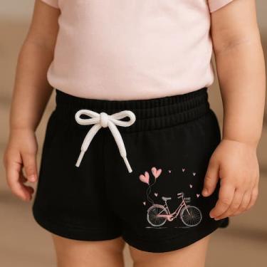 Imagem de Short Moletinho Infantil Estampado Feminino Bicicletinha Corações Conf