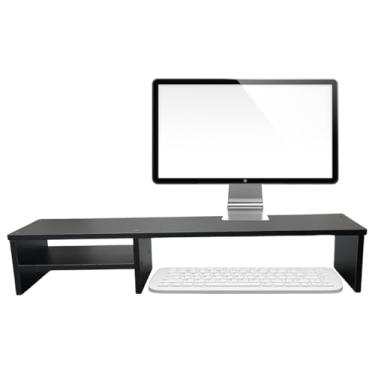 Imagem de Suporte Para Monitor Elevado Mesa Home Office Setup Gamer Organizador MDF 80cm (Preto)
