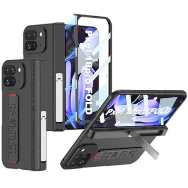 Imagem de Capa para Google Pixel 10 Pro Fold com alça de pulso e dobradiça magnética protetora e protetor de tela e suporte dobrável, capa protetora à prova de choque de policarbonato rígido para Google Pixel