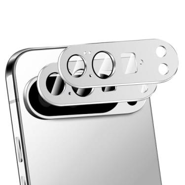 Imagem de NECARSIN Pacote com 2 para protetor de lente de câmera Google Pixel 10 Pro XL, capa de câmera de vidro temperado de metal premium, alta definição antiarranhões (prata)