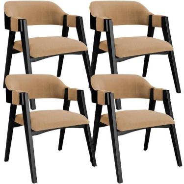 Imagem de Kit 4 Cadeiras Sala De Jantar Estar Living Estofada Suran L02 Preto Bo
