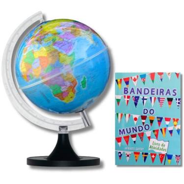 Imagem de Globo Terrestre Politico Giratório S/L + Bandeiras do Mundo - Didático