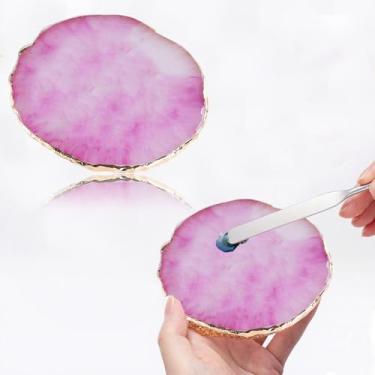 Imagem de Placa de mistura de paleta de arte de unhas de resina redonda, placa de exibição colorida reutilizável para ferramentas de manicure, acessórios de mistura de tinta (cor violeta)