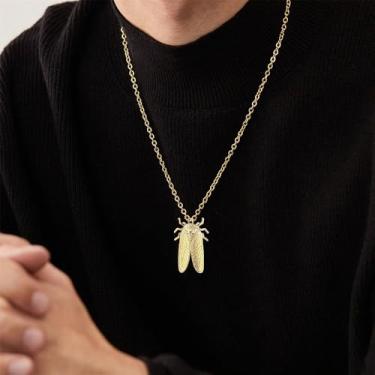 Imagem de Colar com pingente de cigarra retrô para mulheres e homens, vintage, gótico, mosca, inseto, besouro, pingente, corrente ajustável, proteção de amuleto da sorte, joias exclusivas para festas de fim de