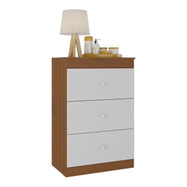 Imagem de Cômoda Infantil Com 3 Gavetas Doce De Leite Multimóveis Mp2676 Madeirado/branco Madeirado/branco