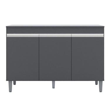 Imagem de Balcão Gabinete De Pia Com Tampo 120cm 3 Portas Manu - Ajl Móveis Cor Cinza