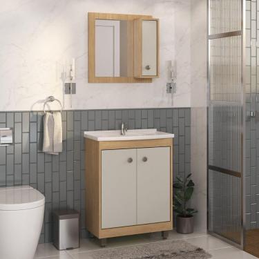 Imagem de Gabinete De Banheiro Com Cuba E Espelheira 60cm Multimóveis