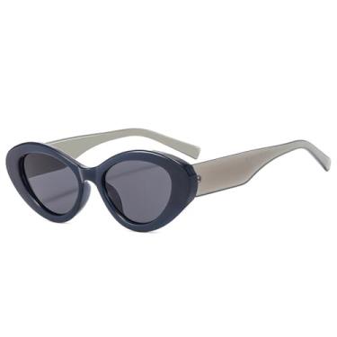 Imagem de Óculos de Sol Olho de Gato Jelly Tea Feminino UV400 Masculino Oval para Esportes ao Ar Livre, Corrida e Ciclismo, Azul acinzentado
