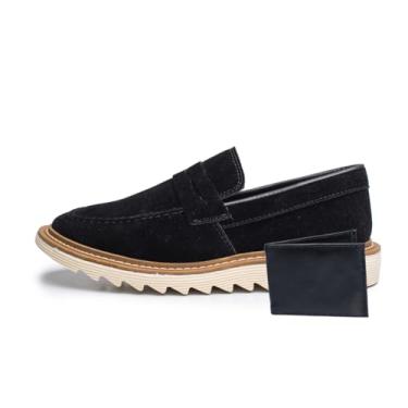 Imagem de ThézB Sapato Social Oxford Masculino em Couro Sintético, Sola Tratorada, Estilo Brogue, Marrom, com Carteira, para Festa e Casamento (Preto Off, BR, Adulto, Numérico, 44)