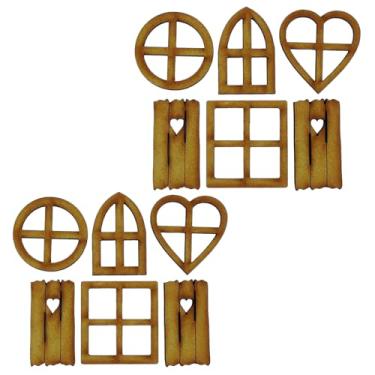 Imagem de YuanHolumid 2 peças de porta de jardim de fadas de madeira, porta em branco, enfeites de casa de fadas e janelas, estátuas de árvore para decoração de quintal de tronco de árvore, 6 peças
