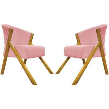 Imagem de Kit 2 Poltronas Decorativa You Suede Braça Amadeirada - Rosê Suede