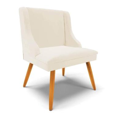 Imagem de Cadeira Estofada Para Sala De Jantar Pés Palito Lia Veludo Bege - Ibiza