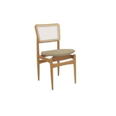 Imagem de Cadeira Sala De Jantar Stela 1cmm013ca Premium Madeira Maciça 1 Un Carvalho-boucle Bege-tela Bege - Kappesberg