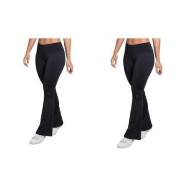 Imagem de Kit 2 Calças Bailarina Flare Suplex Cintura Alta Cinza Preto-Feminino