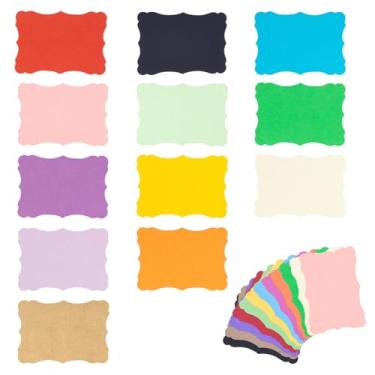 Imagem de 50 cartões comemorativos com borda ondulada com babados - 9 × 7 cm, 12 cartões em branco de cores mistas para agradecimento/aniversário/presentes (cores aleatórias)