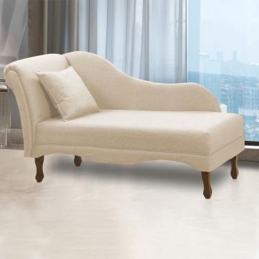 Imagem de Divã Recamier Pés Retrô Medelin 150cm Linho Bege E03 - D'rossi