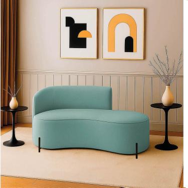 Imagem de Sofá 2 Lugares Orgânico 140cm Pé Preto Morgan Cotelê Ext/veludo D03 - D'rossi Cor Menta