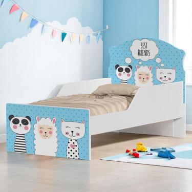 Imagem de Mini Cama Infantil 153,2x79cm Com Proteção Lateral Personagens K02 - D'rossi Cor Melhores Amigos