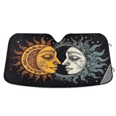 Imagem de Blueangle Para-brisa de carro sol e lua protetor solar para carros - Proteção UV dobrável, ajuste universal 139.7 cm x 70.1 cm protetor de para-brisa frontal (315)