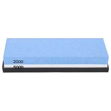 Imagem de Afiador de facas pedra profissional dupla face pedra de amolar com base 2000 5000 grão para cozinha doméstica branca alumina fundida 18x6x3cm