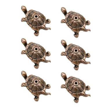 Imagem de 6 peças de design em forma de tartaruga para incenso, porta-incenso de tartaruga de moeda dourada, decoração de casa