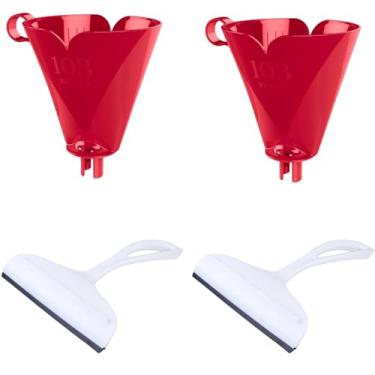 Imagem de Conjunto de 2 Rodo Plástico Multiuso Branco com Raspador 18cm + 2 Suporte de Filtro de Café Tam. 103 Vermelho