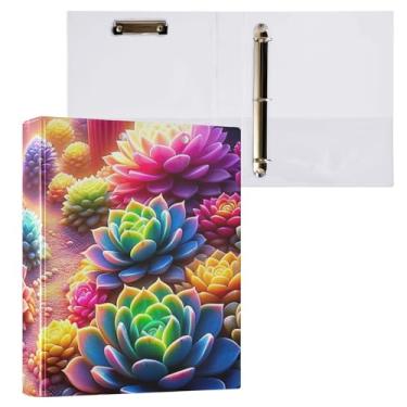 Imagem de Pasta para prancheta de suculentas vibrantes, 3 anéis redondos, organizador de fichário de 2,5 cm para tamanho carta (21,6 cm x 28 cm), 1 pacote