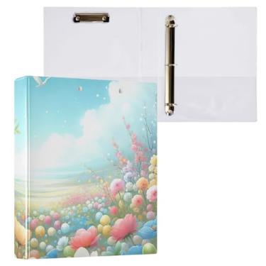Imagem de Pasta de arquivo para fichário de flores de Páscoa com anéis redondos para material de escritório, pacote com 2