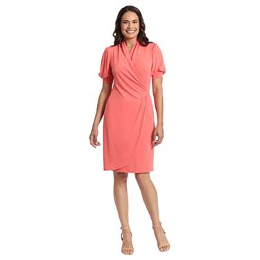 Imagem de London Times Vestido feminino franzido com babados e manga bufante, Coral Dubarry, 46