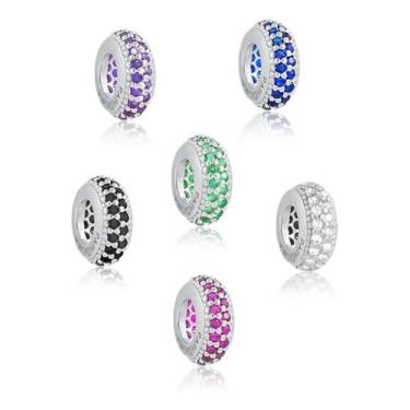 Imagem de Berloque Prata 925 P/pulseira Separador Pneuzinho Zirconia - La&Ny Pra
