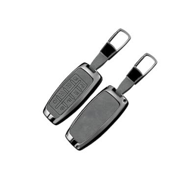Imagem de Capa de couro para chave de carro, bolsa protetora compatível com hyundai genesis g80 gv70 gv80 gv90 2019 2020 2021 2022, acessórios automotivos(E-grey keychain)