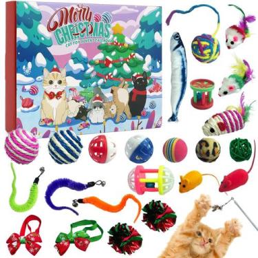 Imagem de Calendário do Advento PARSUP Christmas Cat Toy 2024 com 24 brinquedos 