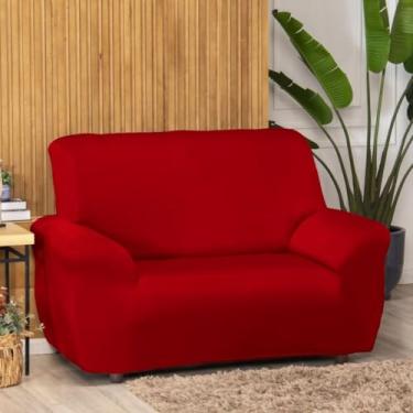 Imagem de 1 Unidade De Capa de Sofá Coladinha Com Costura Reforçada Para 1, 2 ou 3 Lugares De Malha Gel Grossa (Vermelho,2 Lugares)
