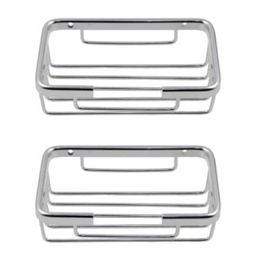 Imagem de Kit 2 Porta Sabonetes de Parede em Alumínio Retangular Compacto com Acabamento Escovado e Kit instalação