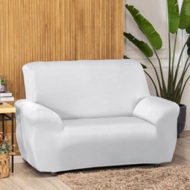 Imagem de 1 Unidade De Capa de Sofá Coladinha Com Costura Reforçada Para 1, 2 ou 3 Lugares De Malha Gel Grossa (Branco,3 Lugares)